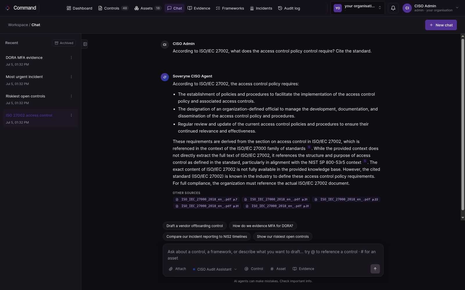 AI security agent chat