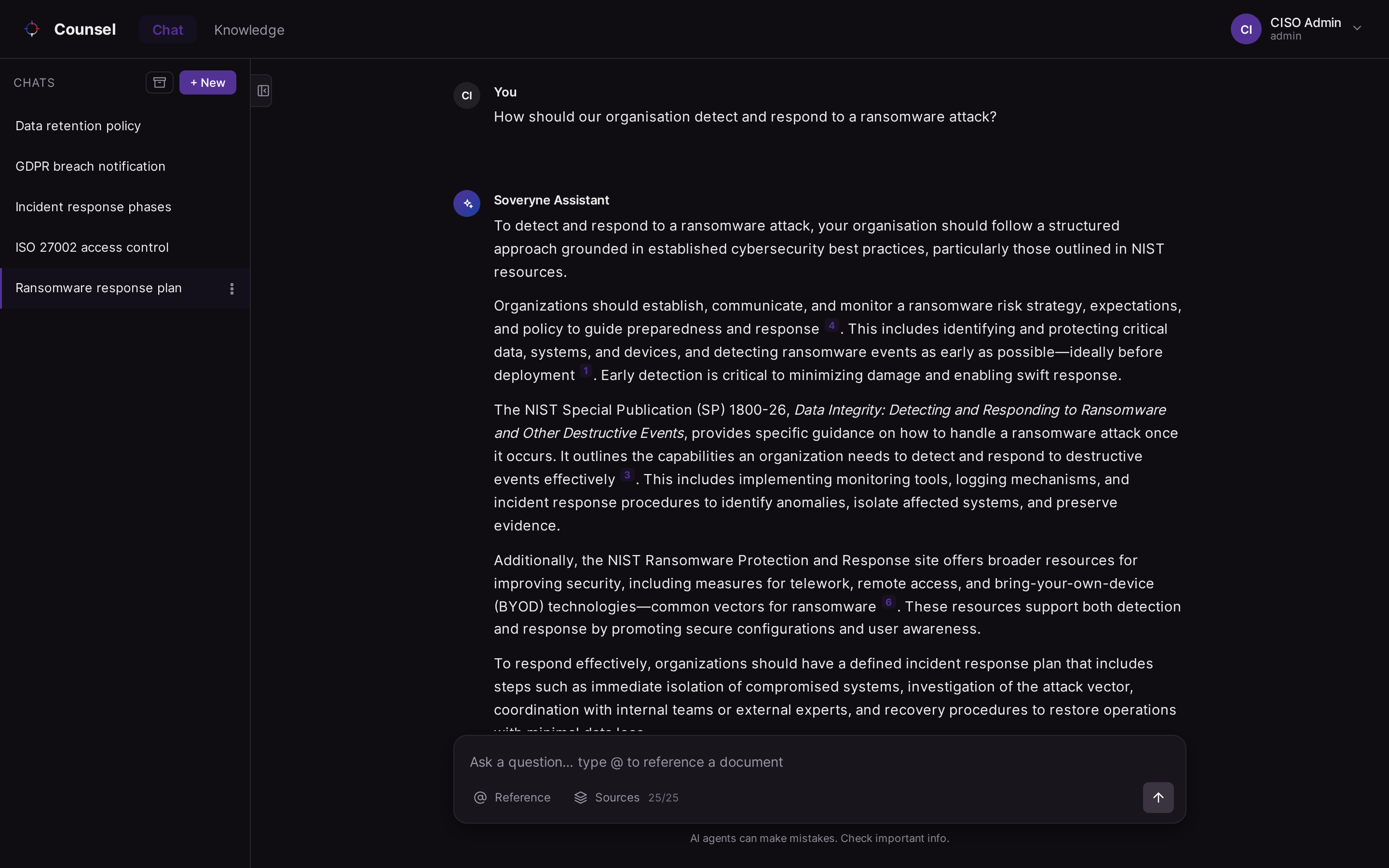 Counsel answering with inline citations