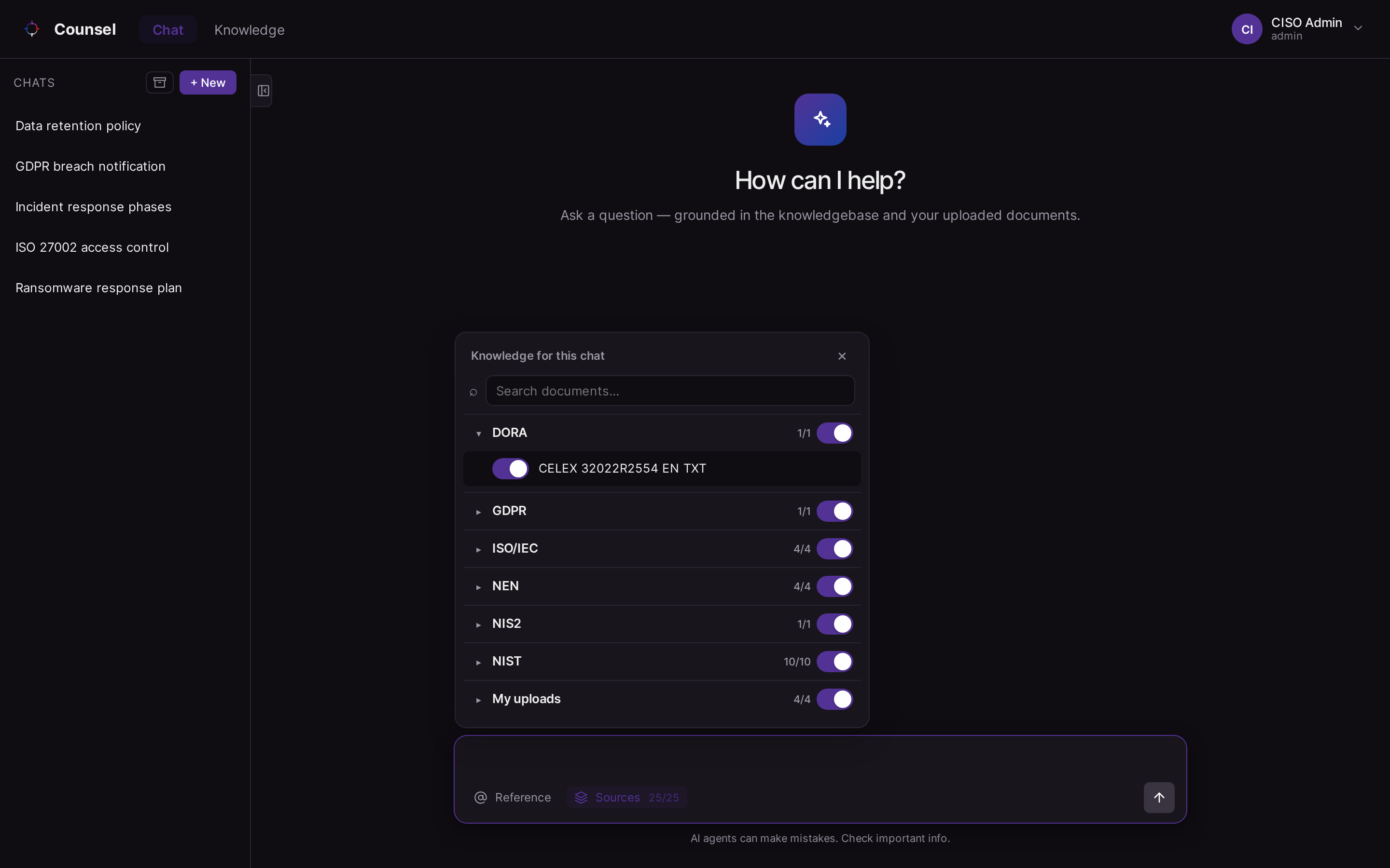 Scoping a single chat to specific sources