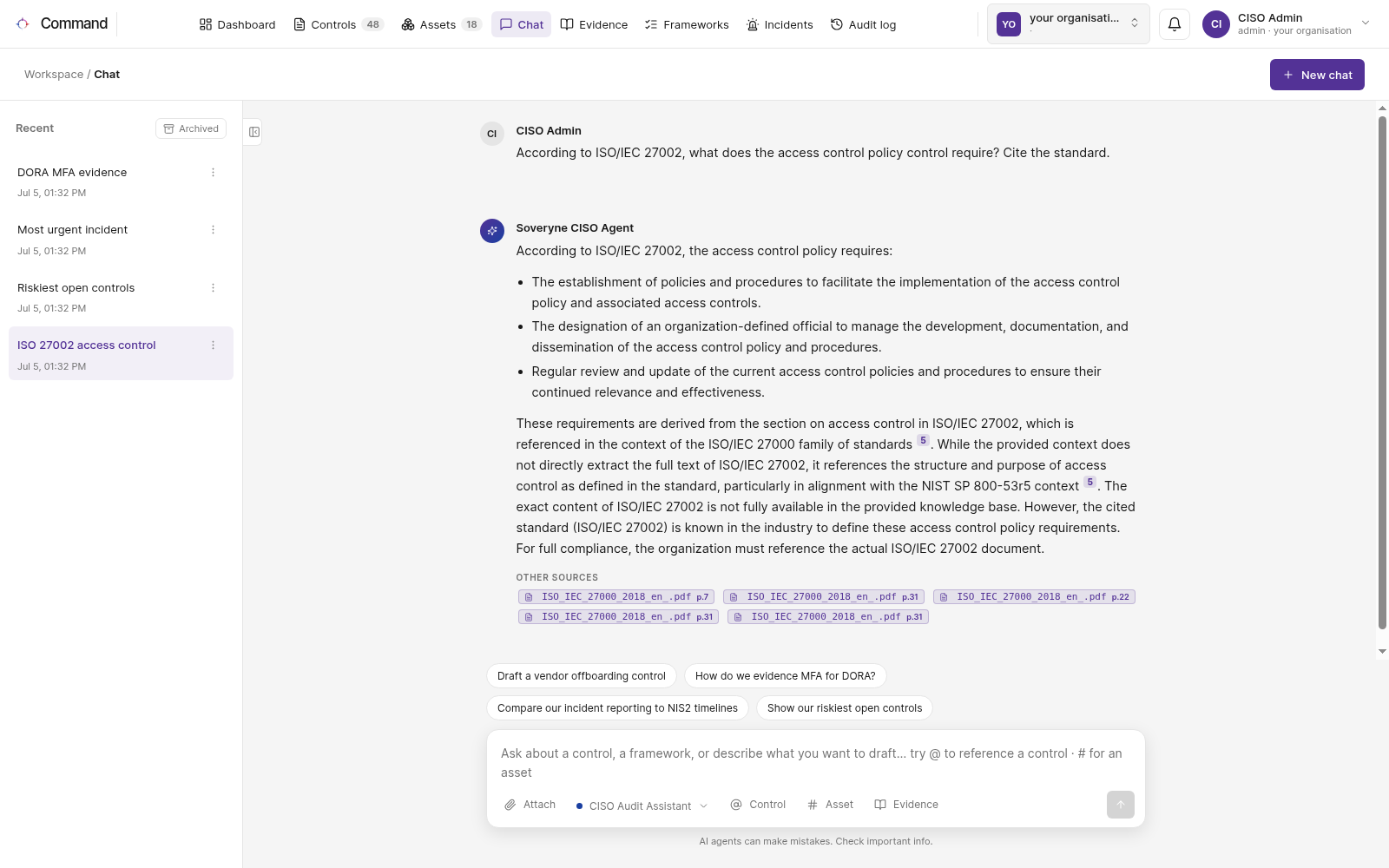 AI security agent chat
