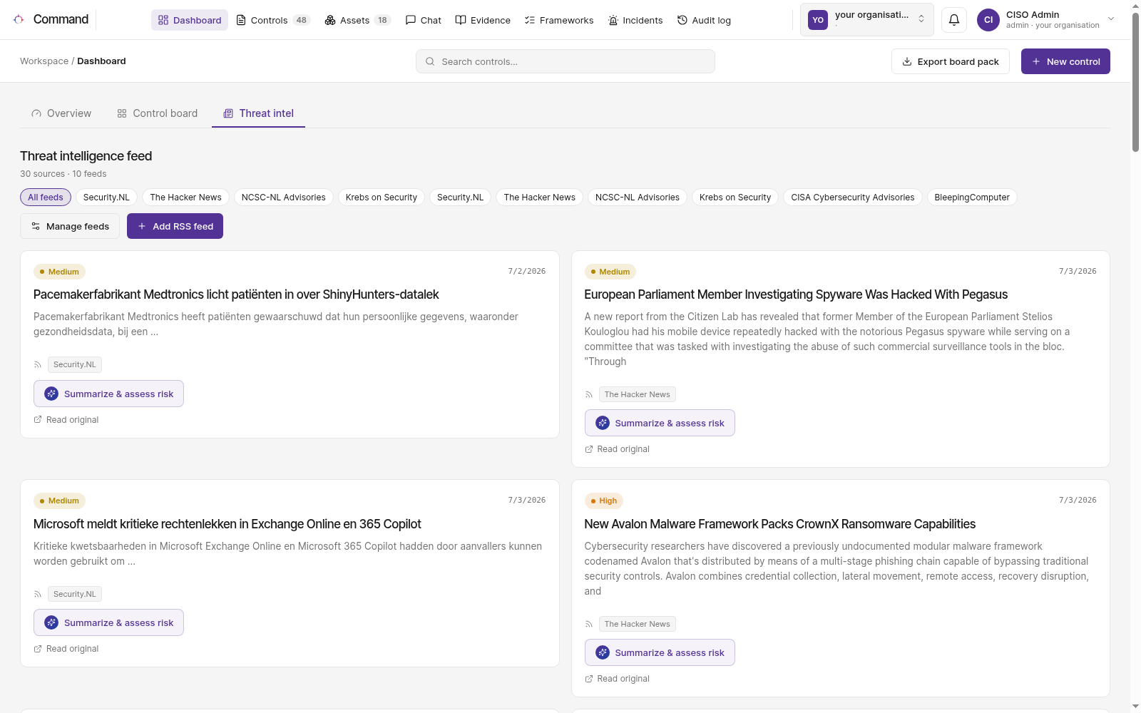 Threat intelligence feed