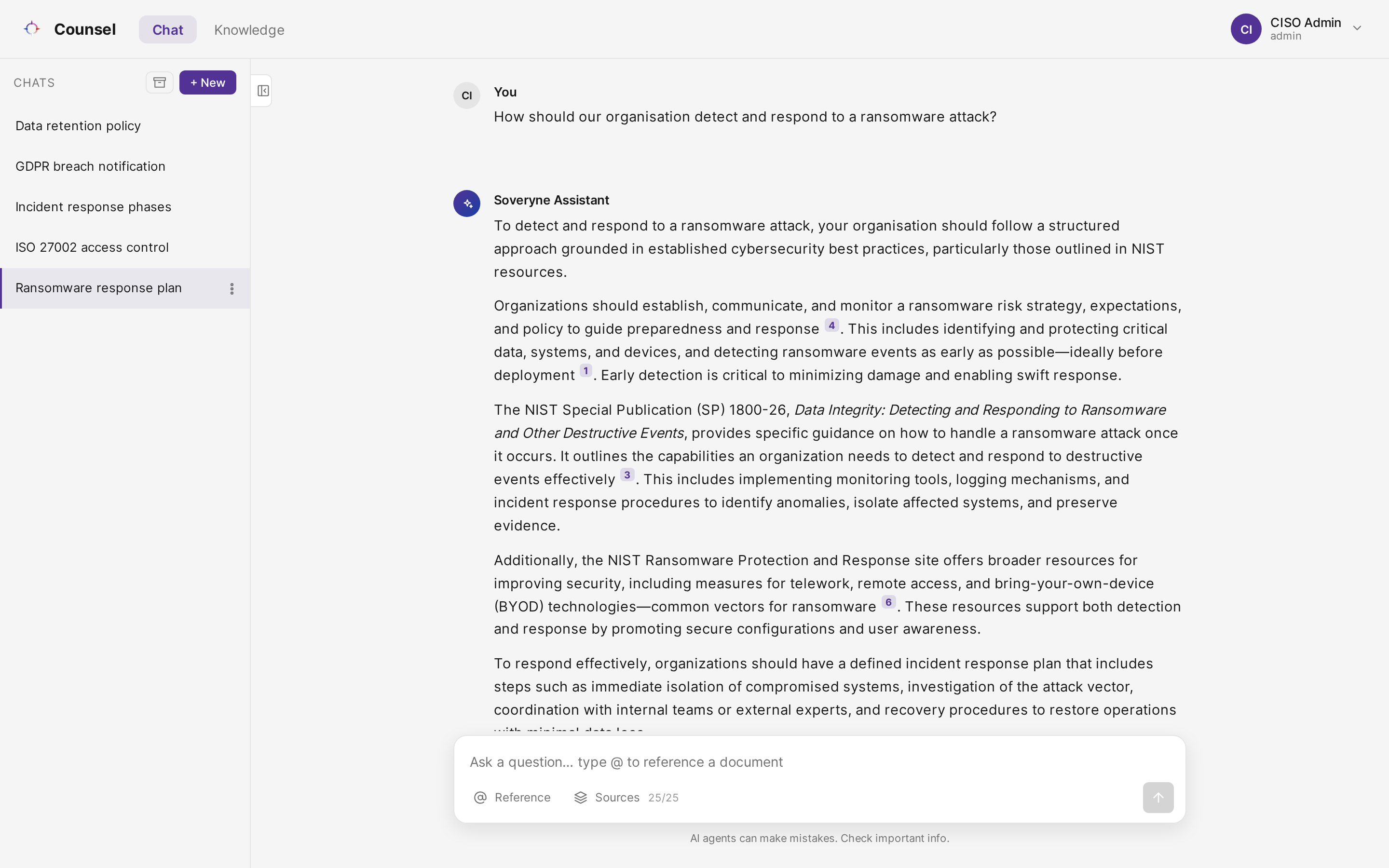 Counsel answering with inline citations