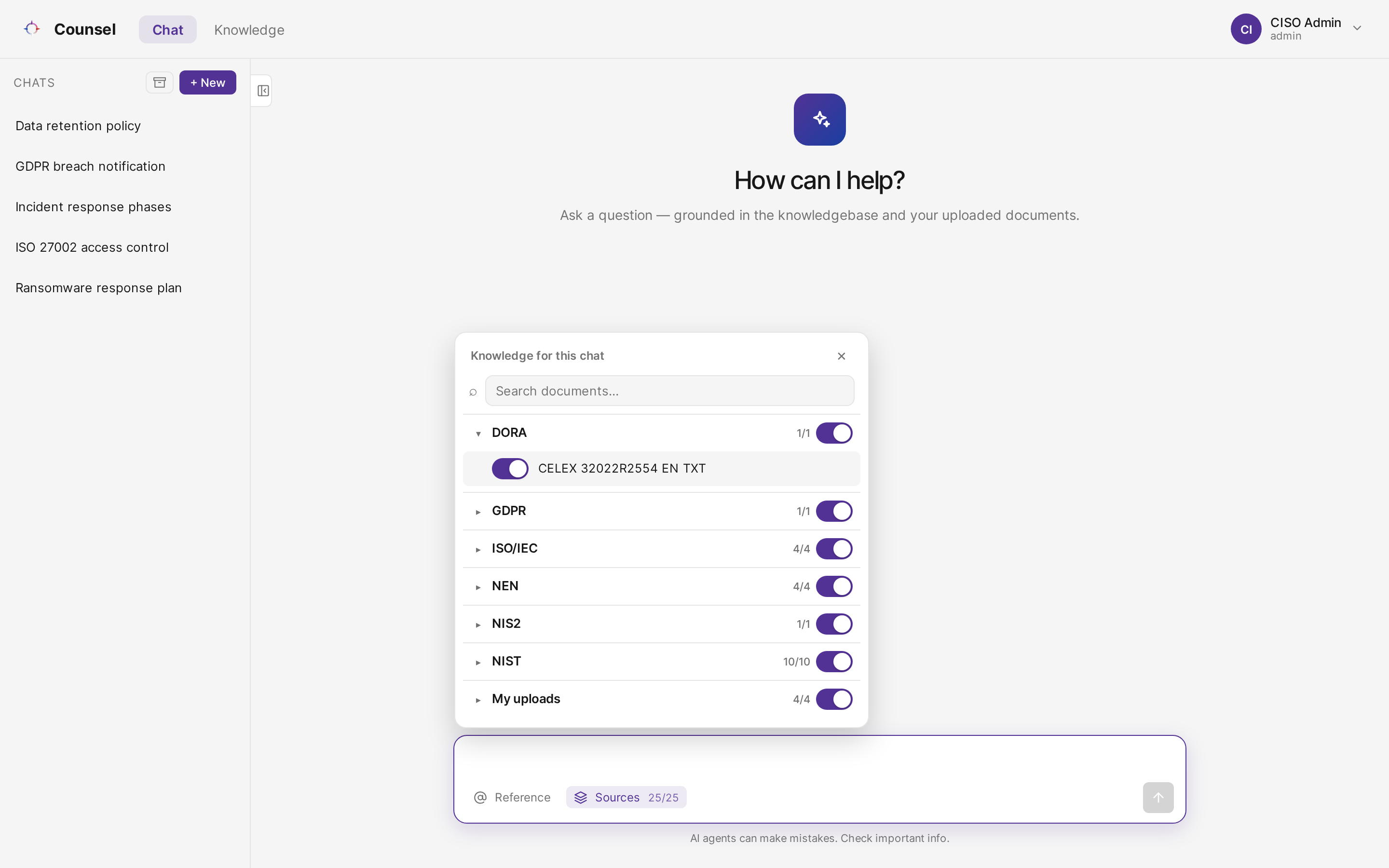 Scoping a single chat to specific sources